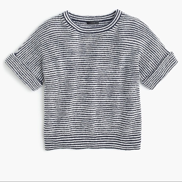 J. Crew Sweaters - J. Crew Navy Stripe Popover Short Sleeve Sweater